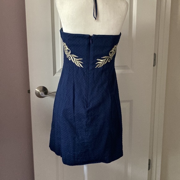Lilly Pulitzer Demi Convertible Dress Navy & Gold Size 6 - Picture 5 of 16
